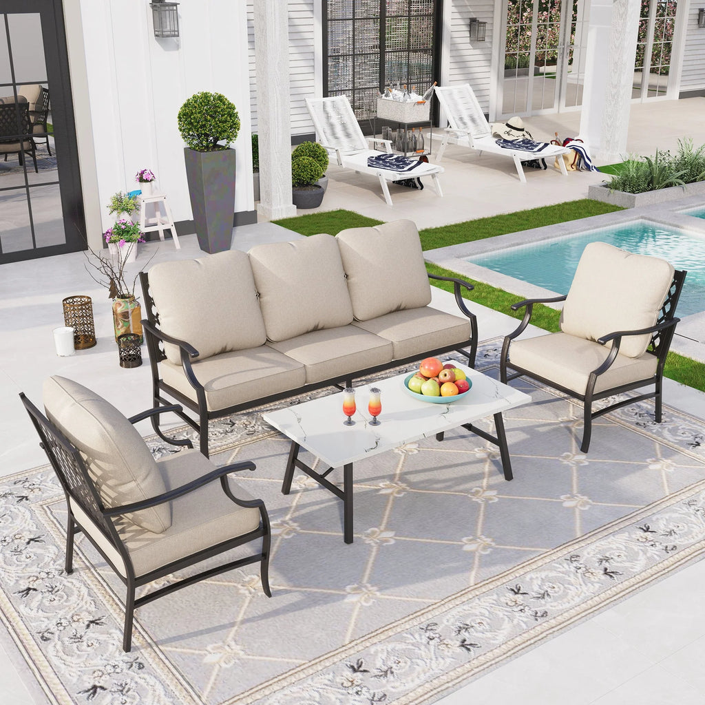 Beige 5 Seat Patio Conversation Set F782