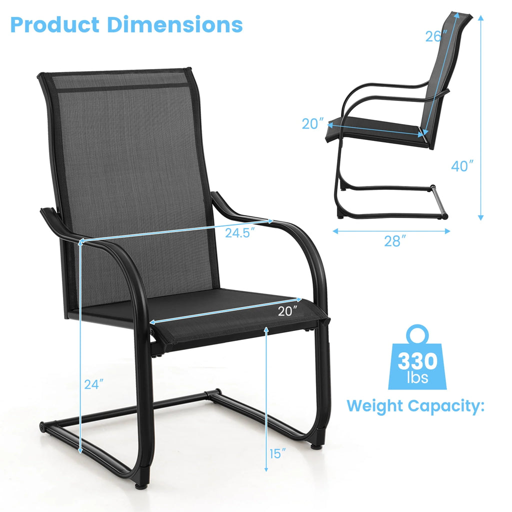 2pcs Black C-Spring Patio Dining Chairs H325
