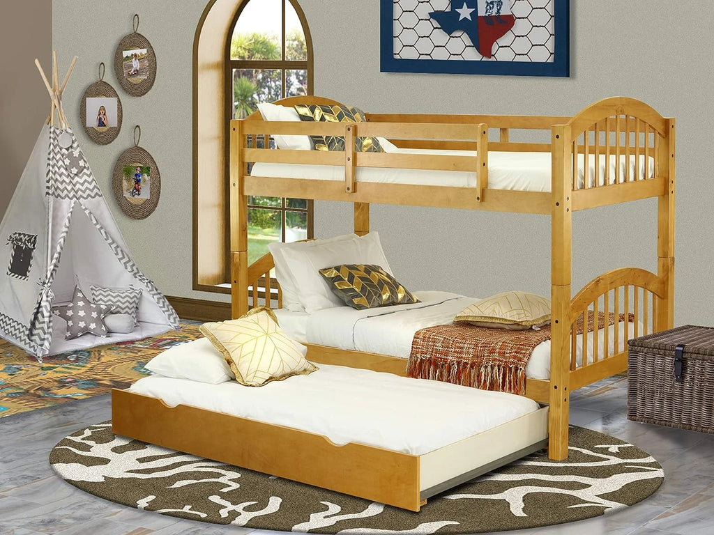 Solid Wood Bunk Beds with Trundle and Ladder X342