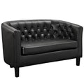 Black Faux Leather Tufted Loveseat U2651