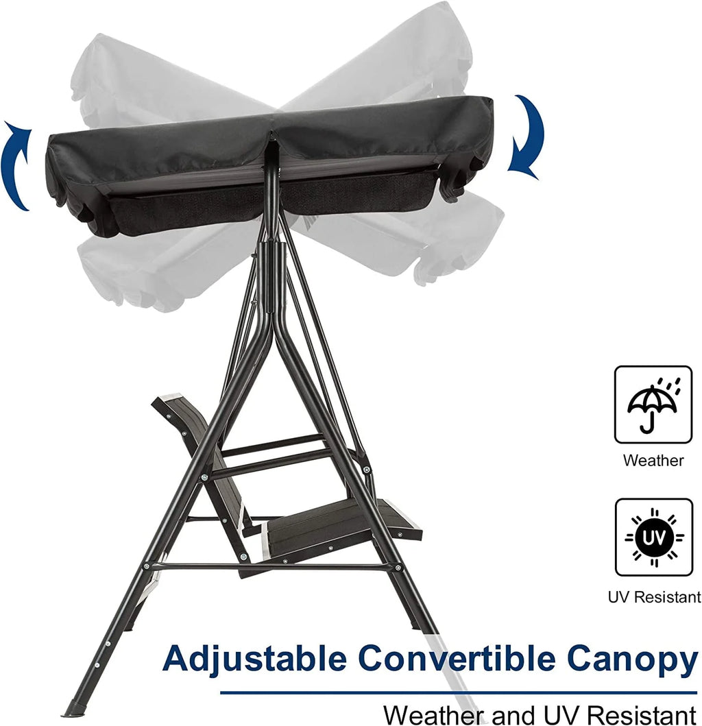 Dark Grey 3-Person Canopy Swing Chair M425861