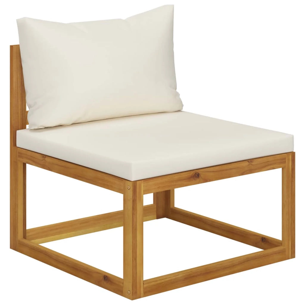 2 Piece Acacia Wood Corner Sofa Set with White Cushions H824009
