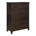 5 Drawer Solid Wood Wood Veneer MDF Chest in Walnut Z680993