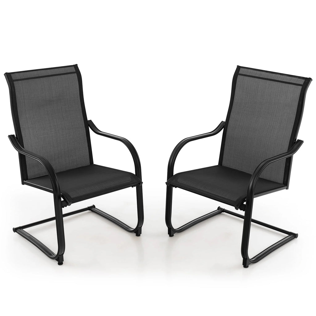 2pcs Black C-Spring Patio Dining Chairs H325
