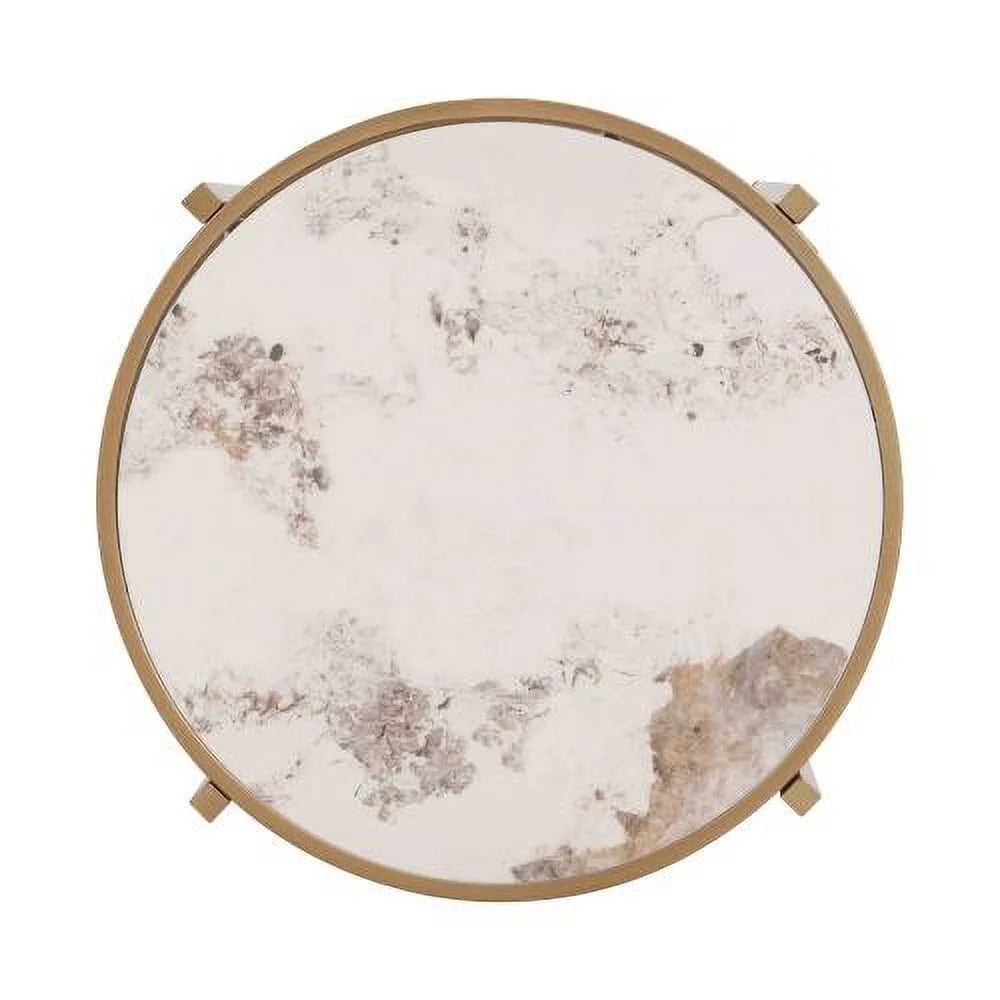 Modern Side Table, Sintered Stone End Table, Golden Small Coffee Table Y92276