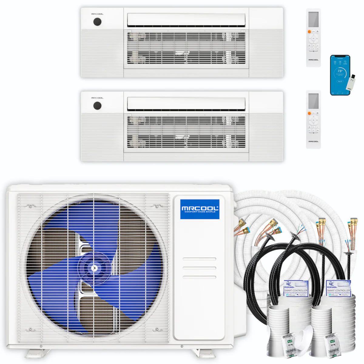 24,000 BTU 2 Zone Ceiling Cassette Ductless Air Conditioner and Heat Pump U781