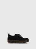 Black Recycled Linen Lace-Up Trainers Y852891