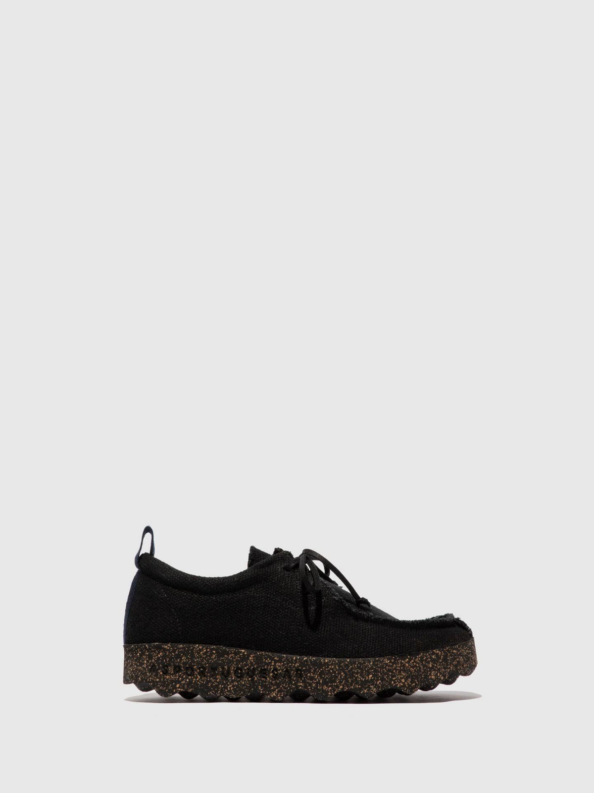 Black Recycled Linen Lace-Up Trainers Y852891