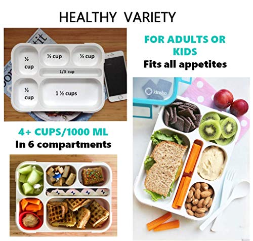 6 Compartment Bento Box Lunchbox Snack Containers, Set of 3, Pink Purple Orange J78399