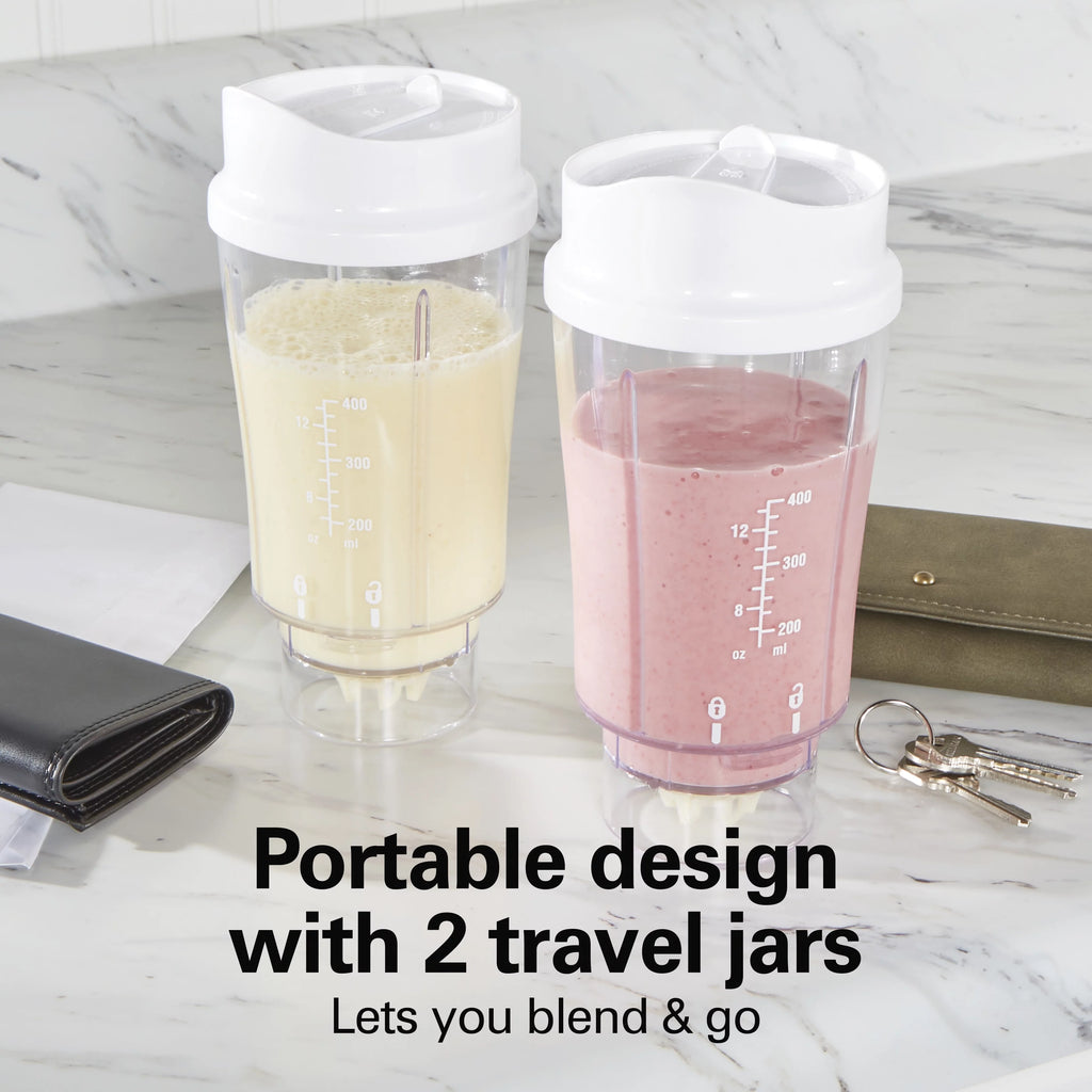 White Smoothie Blender with 2 Travel Jars and 2 Lids B614845