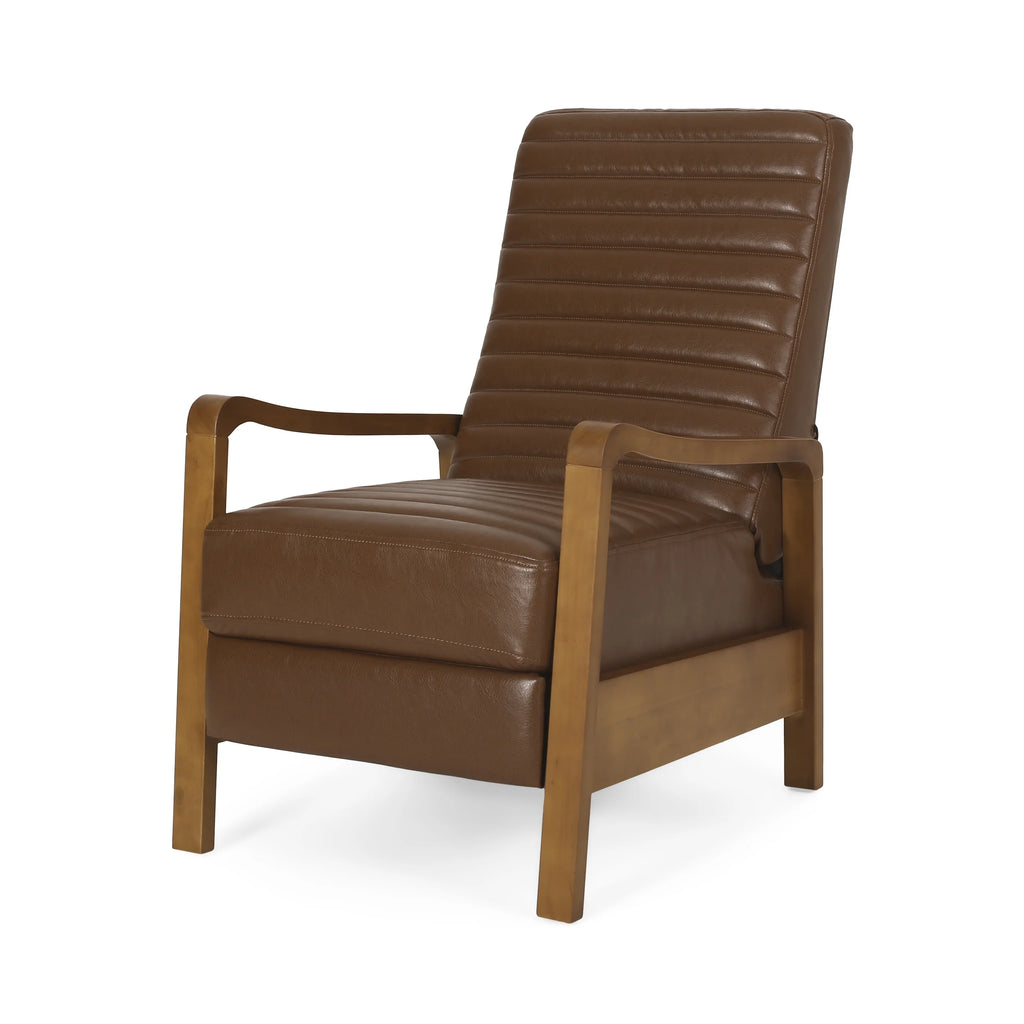 Cognac Brown Faux Leather Recliner G45278