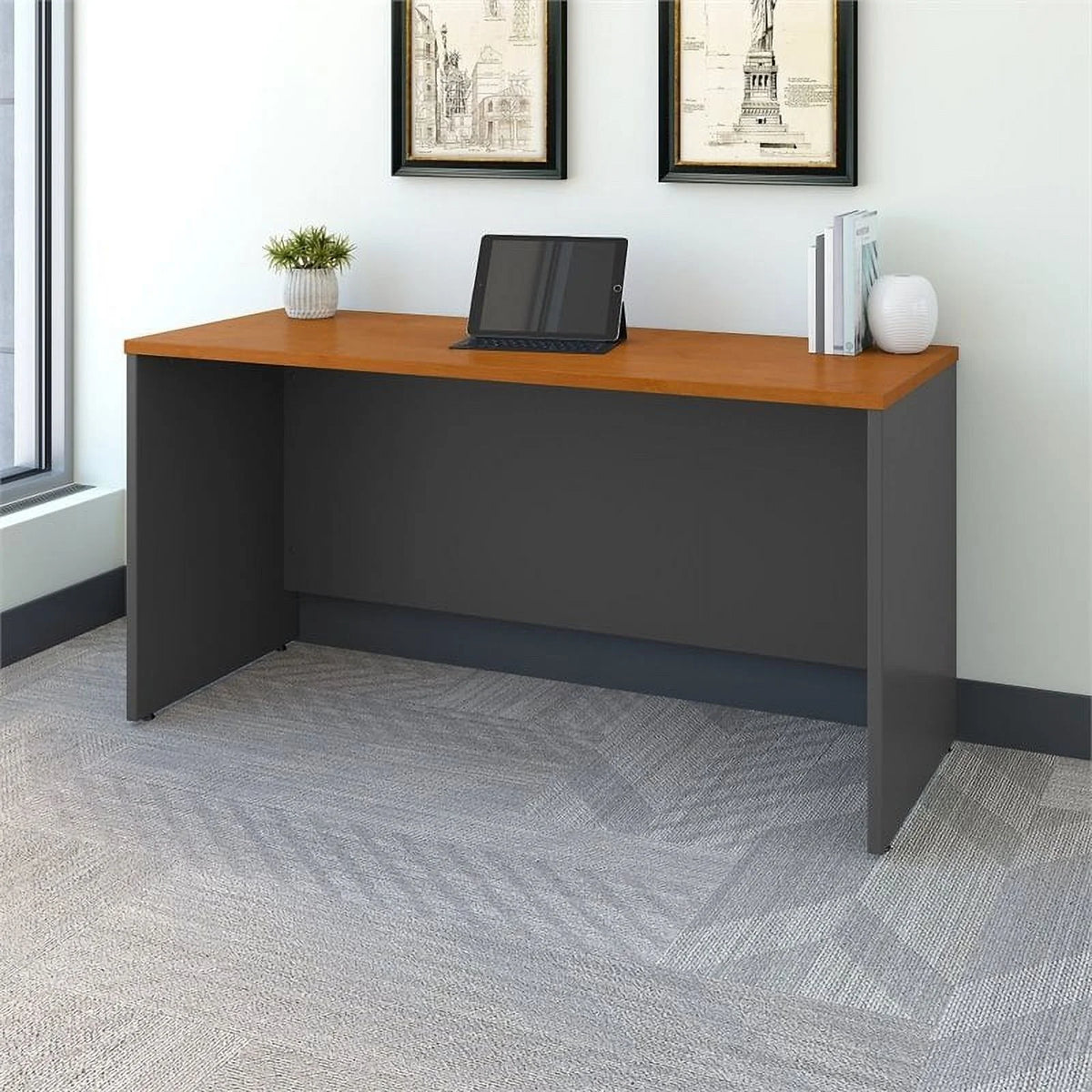 60" Engineered Wood Credenza Shell in Cherry/Gray P648