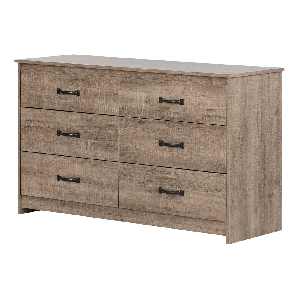 6 Drawer Weathered Oak Dresser H6155