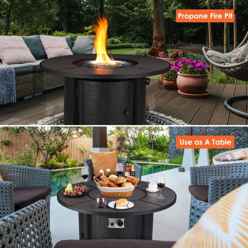 Propane Fire Pit Table 42in 50,000 BTU Round Gas Fire Pit D578600