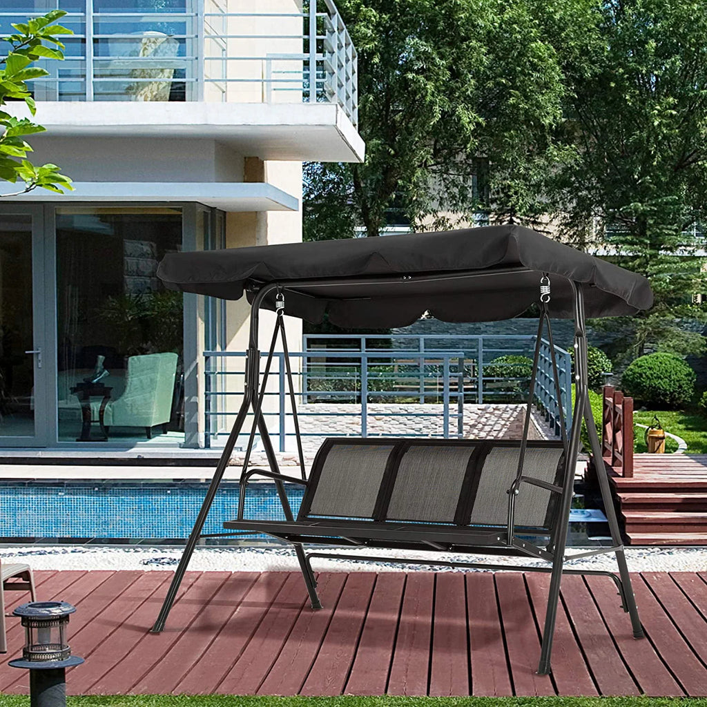 Dark Grey 3-Person Canopy Swing Chair M425861