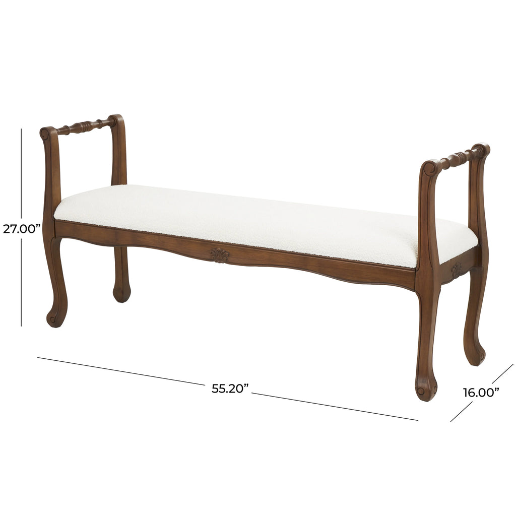 Fabric Arm Bench with Brown Wood Turned Legs C139285