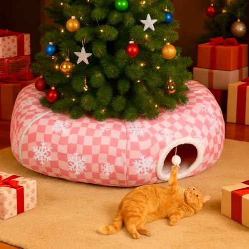 Cat Tunnel Bed with Soft Cushion & Hanging Ball Toy B5284