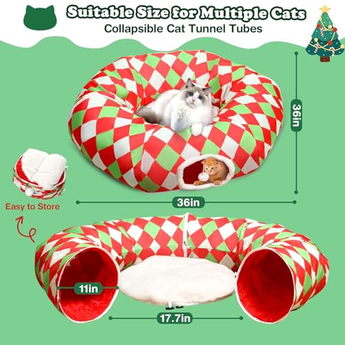 Cat Tunnel Bed with Soft Cushion & Hanging Ball Toy B5284