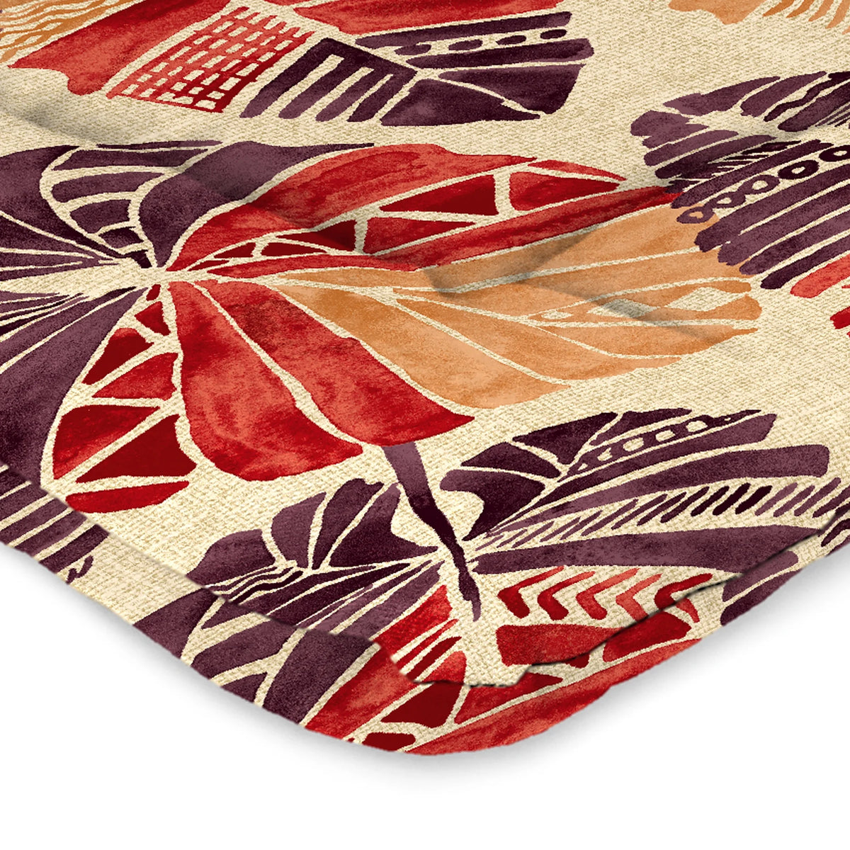 Beige Leaves Rectangular Outdoor Chair Cushion with Ties U148