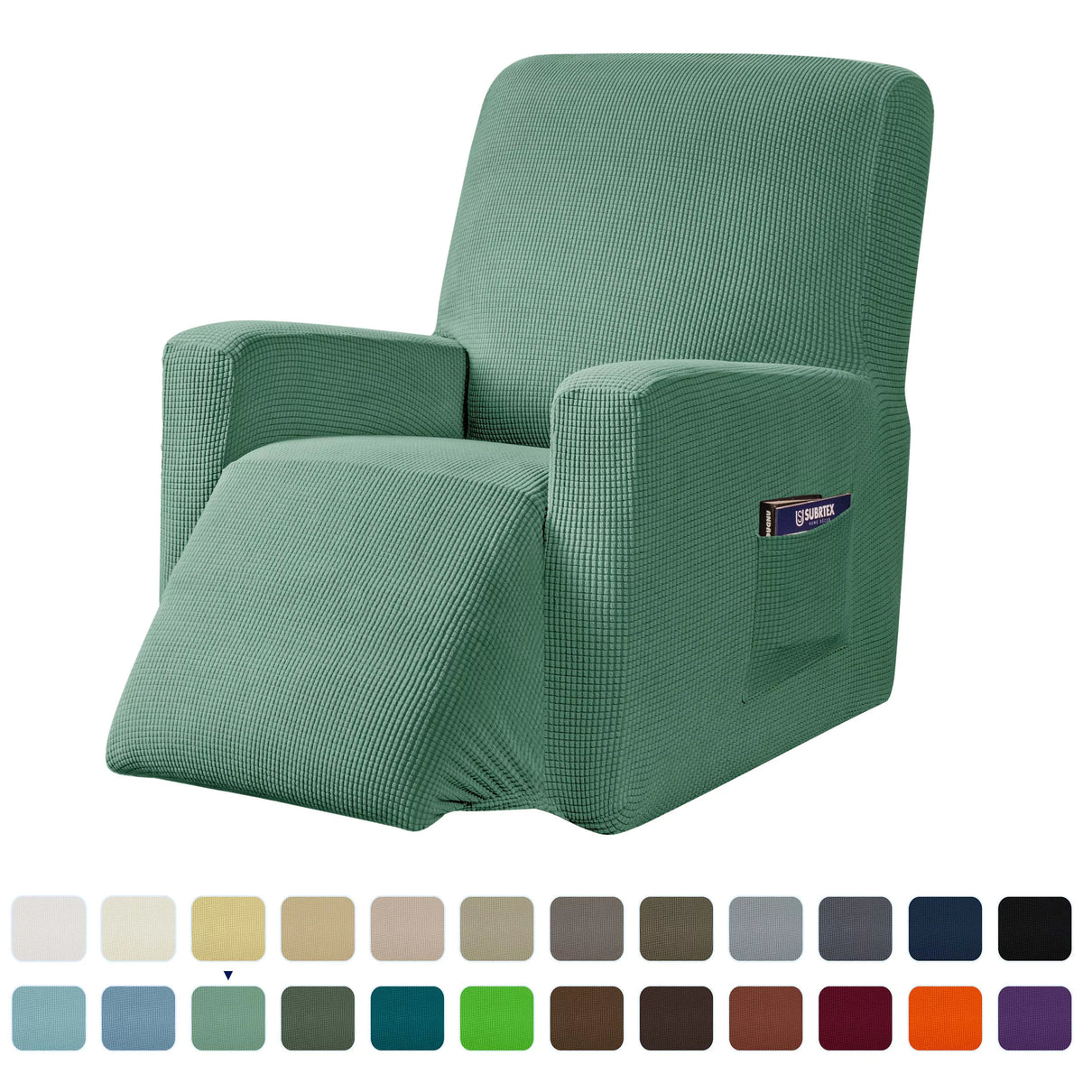 Dark Cyan Textured Grid Recliner Slipcover T30327