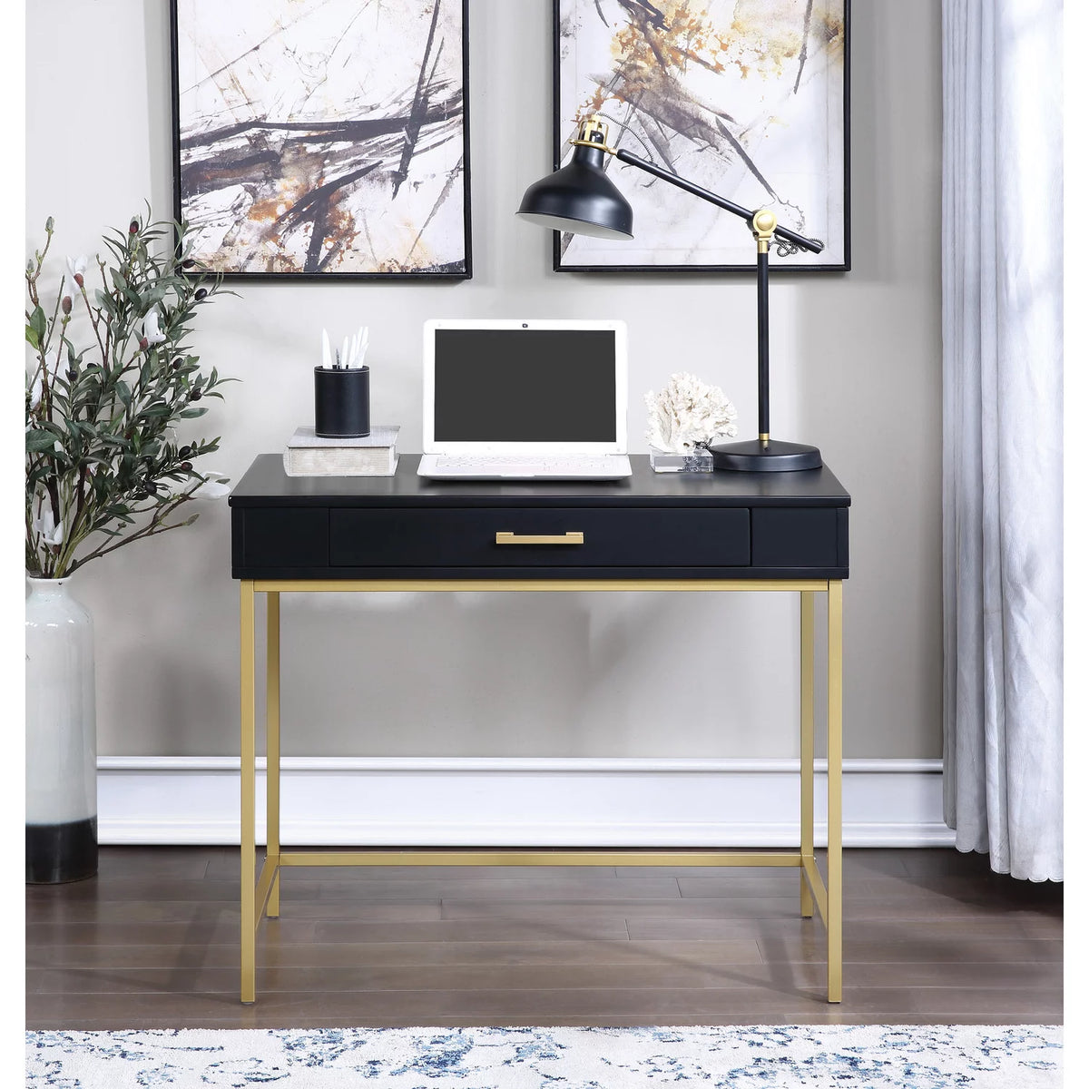 36" Contemporary Wood Writing Desk O5970