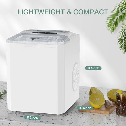 Countertop Ice Maker, 9 Cubes in 6 Mins, 26lbs in 24Hrs, 2 Sizes of Bullet Ice, Auto-Cleaning, Portable Ice Machine with Handle, Basket and Scoop I985794