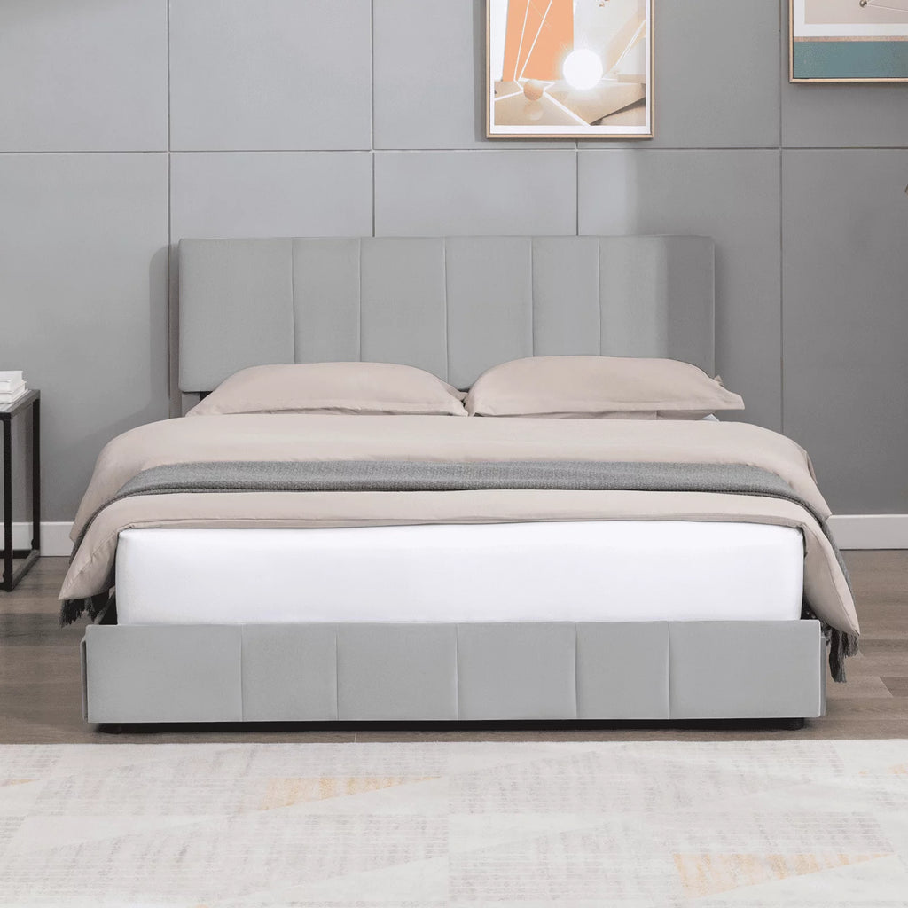 King Size Platform Bed Frame with 4 Storage Drawers and Adjustable Headboard Z208010