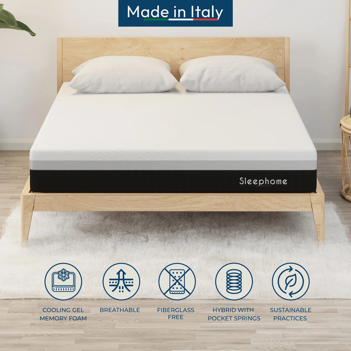 Queen Hybrid Mattress, Gel Memory Foam & Pocket Spring, Medium S6173