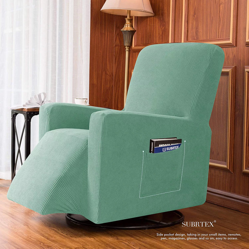 Dark Cyan Textured Grid Recliner Slipcover T30327