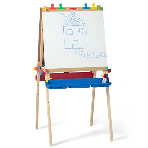 Wooden Double-Sided Art Easel with Dry-Erase Board, Chalkboard & Paper Roller Z407291