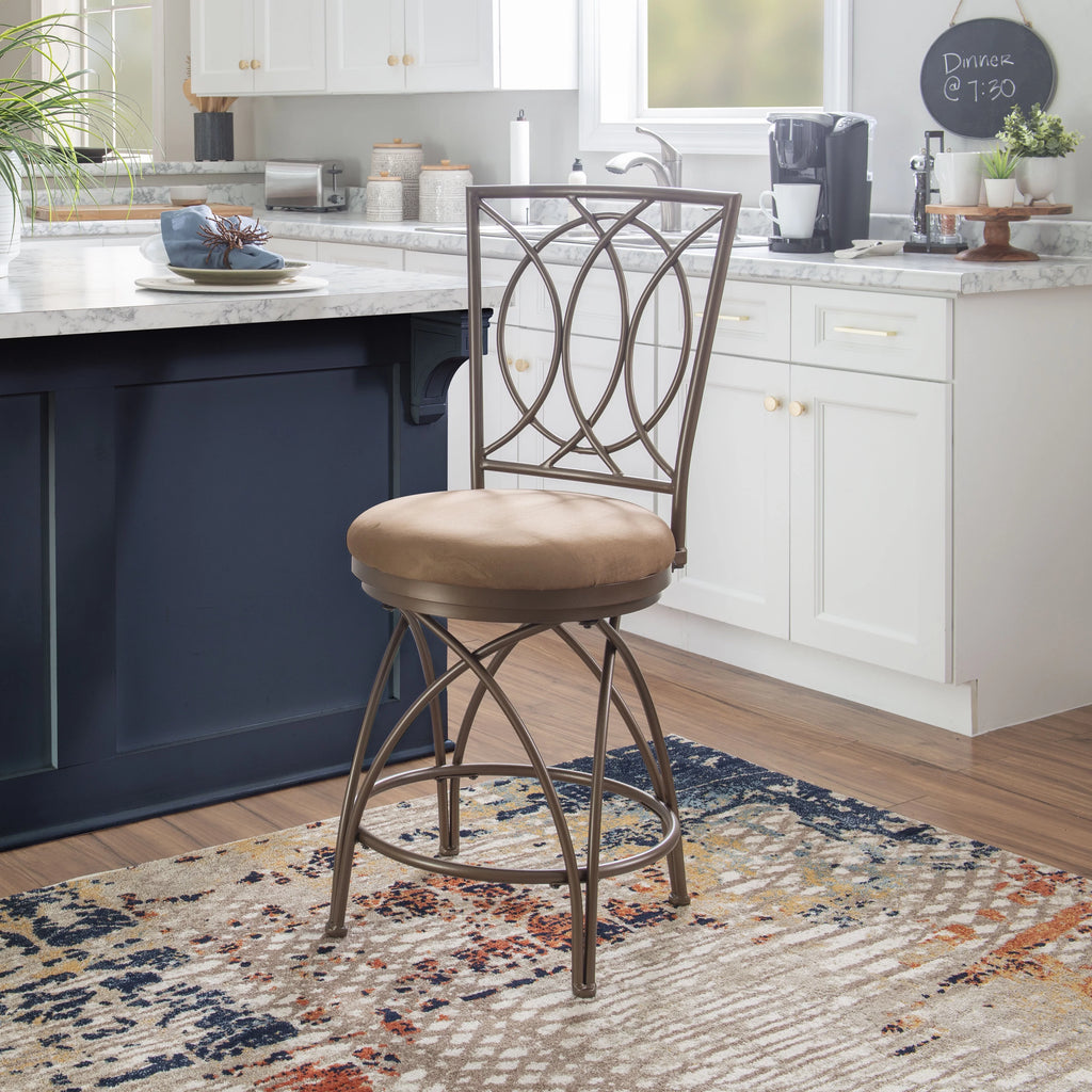 24.5" Metal Circle Back Swivel Counter Stool G695134