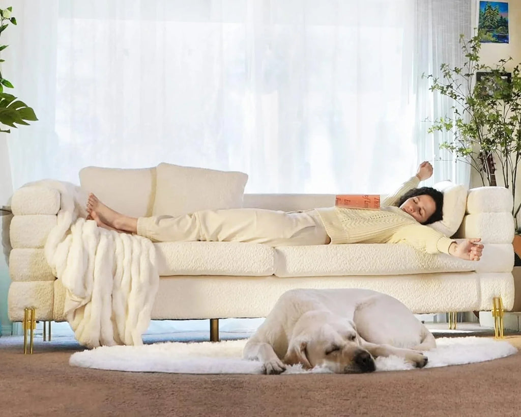 Oversize Bouclé 3 Seater Sofa E61105
