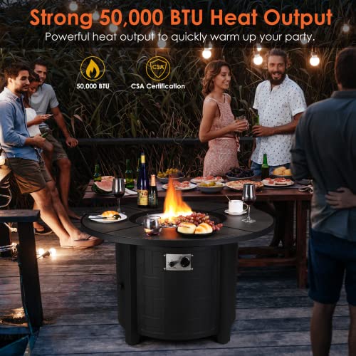Propane Fire Pit Table 42in 50,000 BTU Round Gas Fire Pit D578600