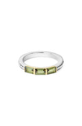 18K Gold Sterling Silver Green Tourmaline Stacking Ring O926