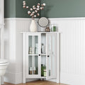 White Two-Door Wood Corner Cabinet R3495