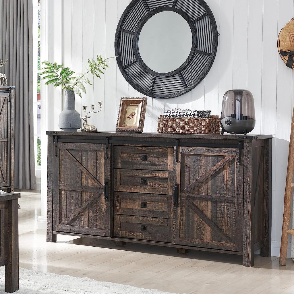 4 Drawer Light Rustic Oak Wood Dresser C25621