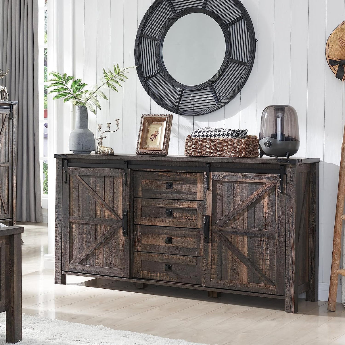 4 Drawer Light Rustic Oak Wood Dresser C25621