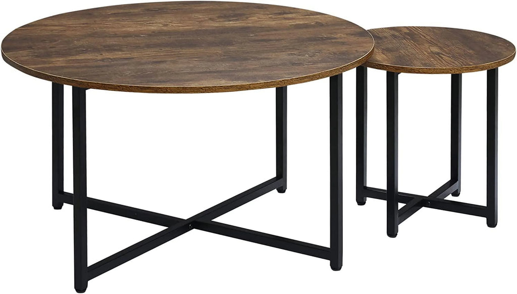 Set of 2 Round Coffee Table with Metal Frame L67673