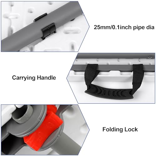 White 6 Feet Plastic Folding Table with Carrying Handle G599868