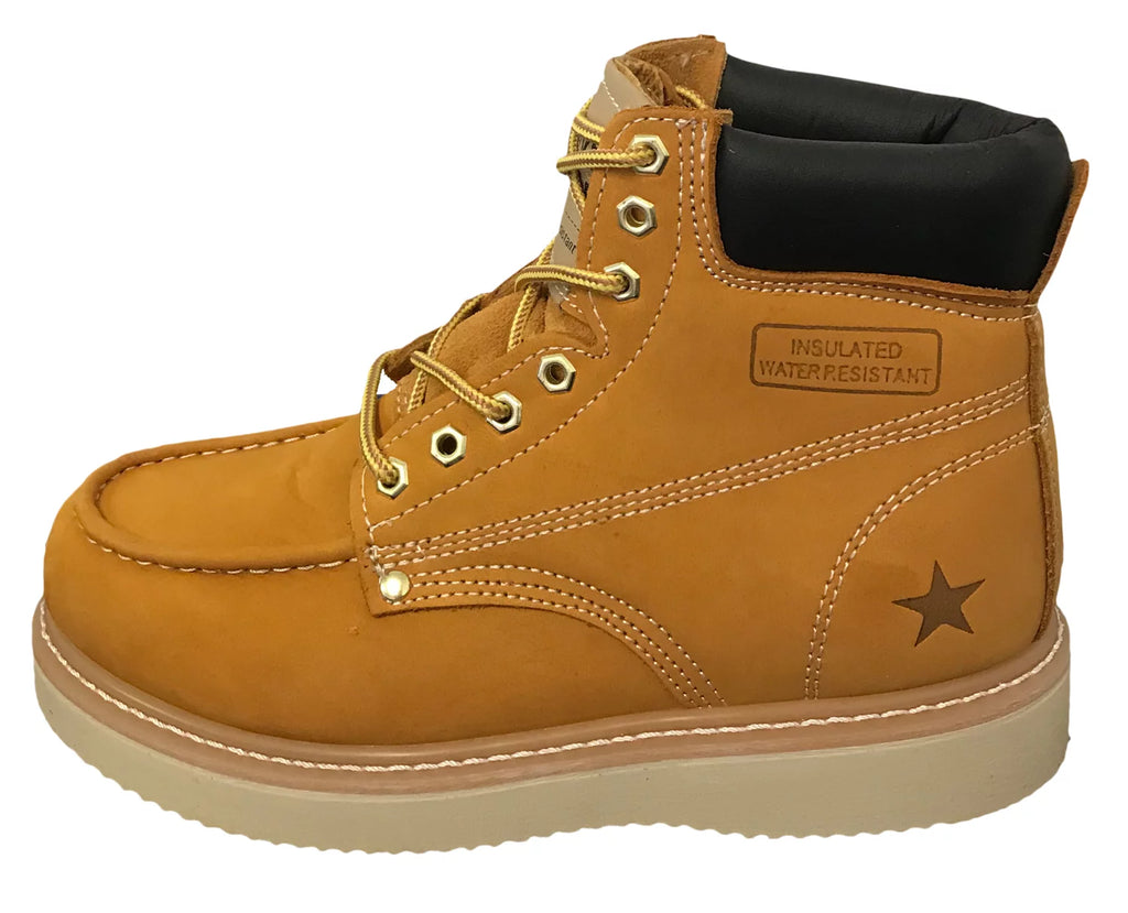 Men's Genuine Leather Moc Toe Work Boots B3582