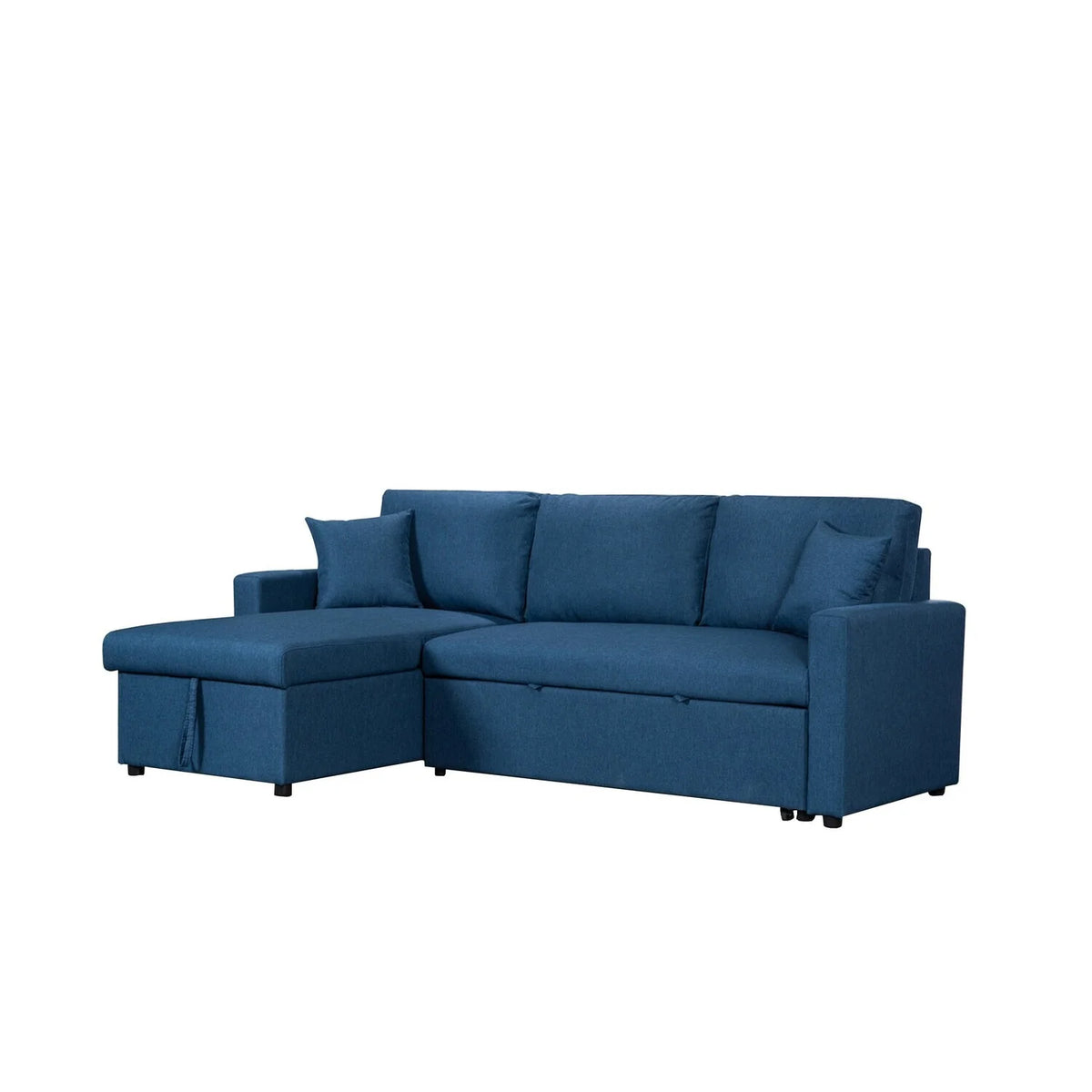 82 Inch Sleeper Sectional Sofa Bed with Storage Chaise, Blue O74608