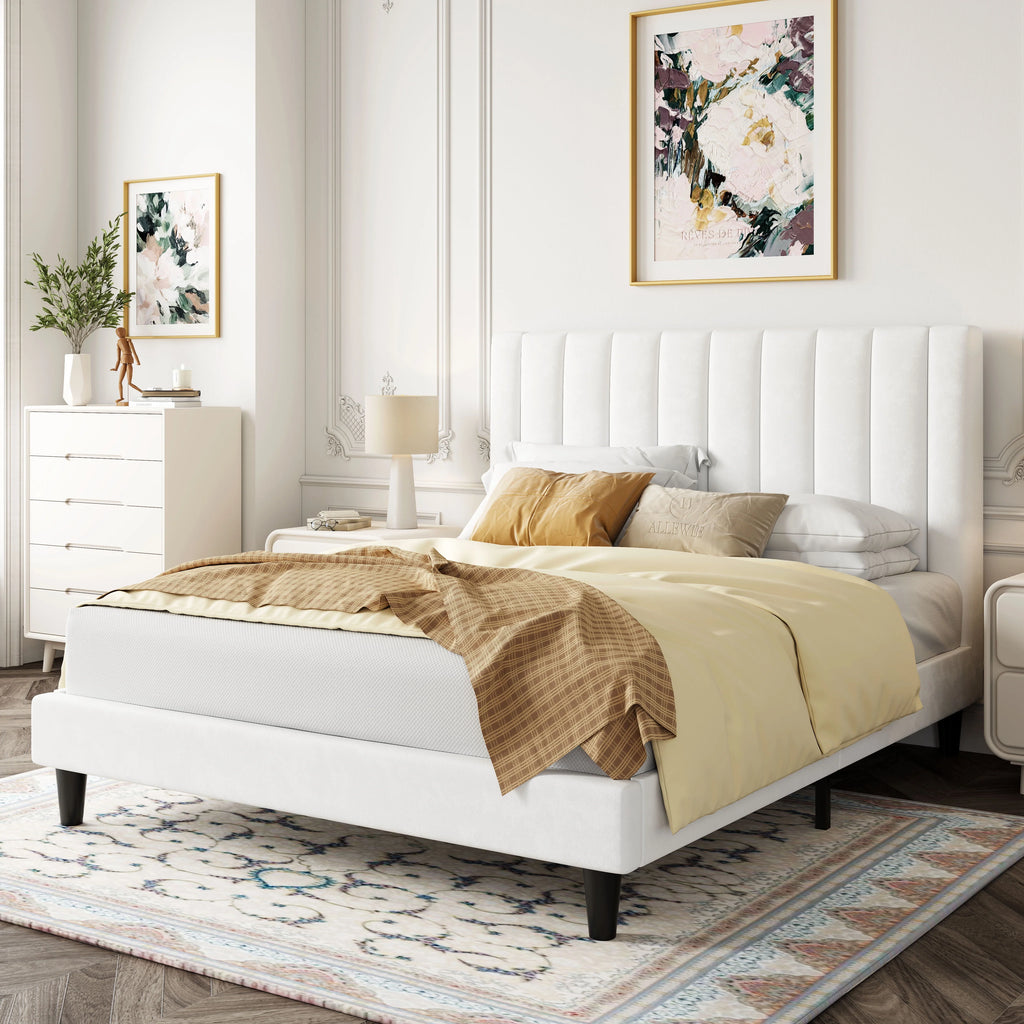 Queen Light Pink Velvet Upholstered Bed Frame P27760