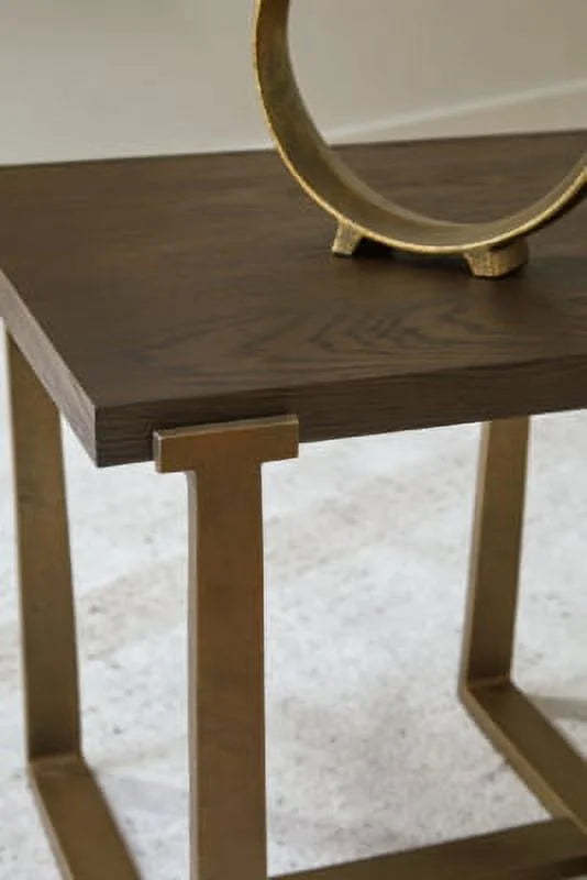 Contemporary End Table Brown Gold Finish G3673