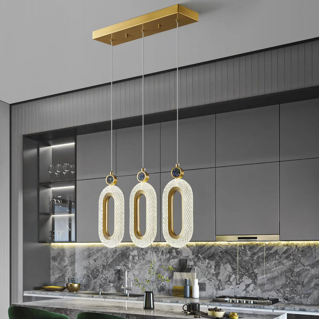 3-Light LED Dimmable Modern Gold Pendant Lighting T817