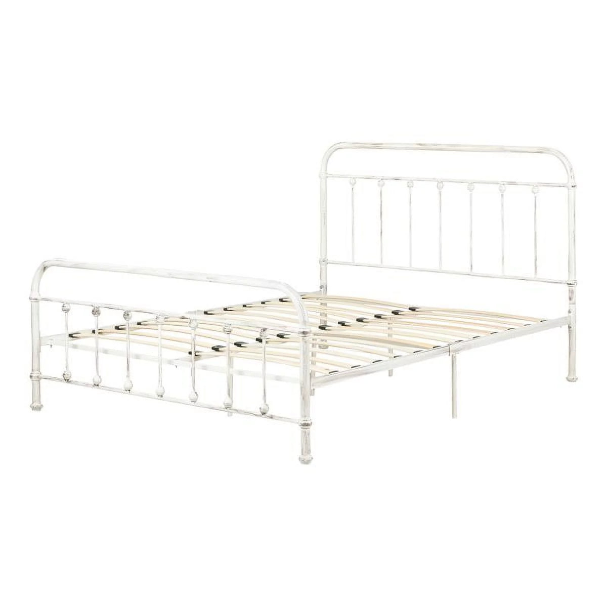 Queen Size Metal Platform Bed in White S30963