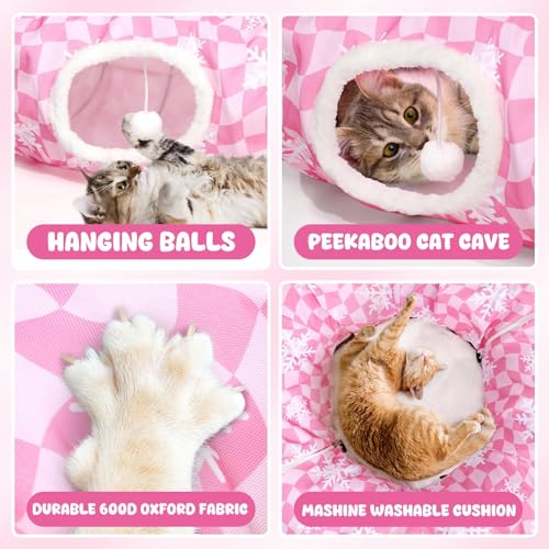 Cat Tunnel Bed with Soft Cushion & Hanging Ball Toy B5284