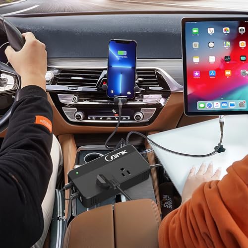 200W Car Power Inverter DC 12V to 110V AC with 4 USB Ports Black F16216