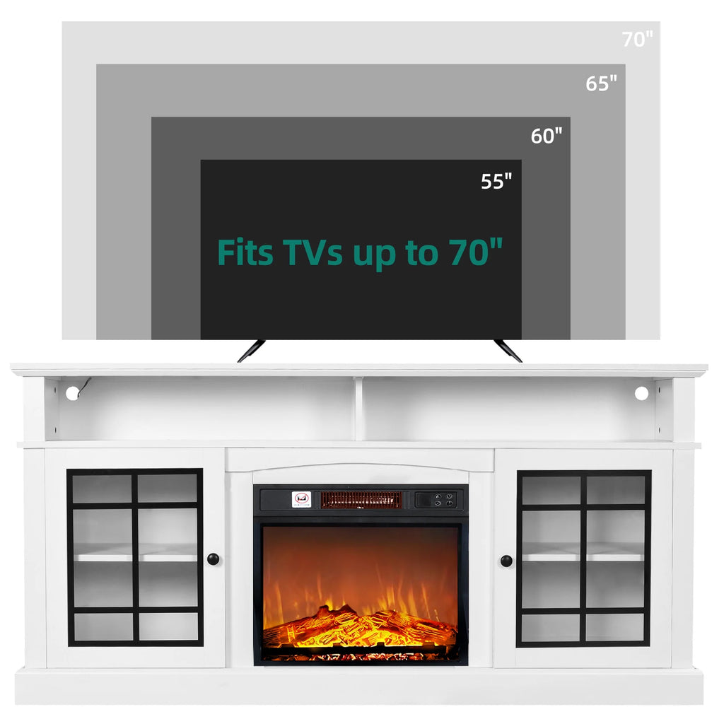 White LED Fireplace TV Stand up to 70" M26257