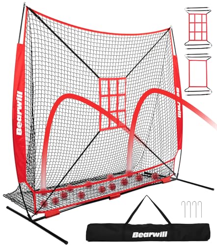 7x7ft Baseball Softball Pitching Net with Carry Bag T858607