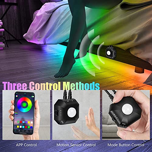 Motion Activated Under Bed Light Strips, 2x9.8ft RGB LED Light Strip with App Control R246482